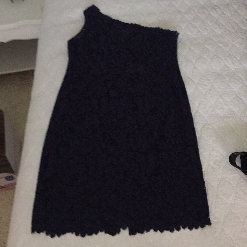 One shoulder elegant navy lace dress
